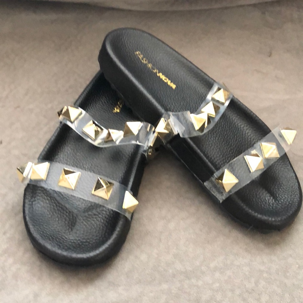 Gold studded sandals